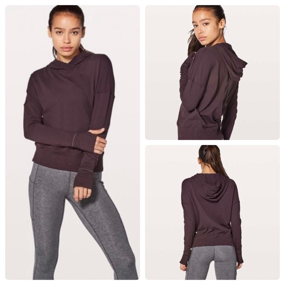 Lululemon Lead The Pack Hoodie 6 Purple Smocked Long Sleeve Womens Thumbholes.